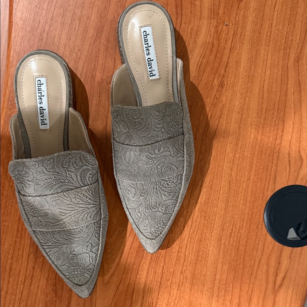 Charles David Textured Tan Mules